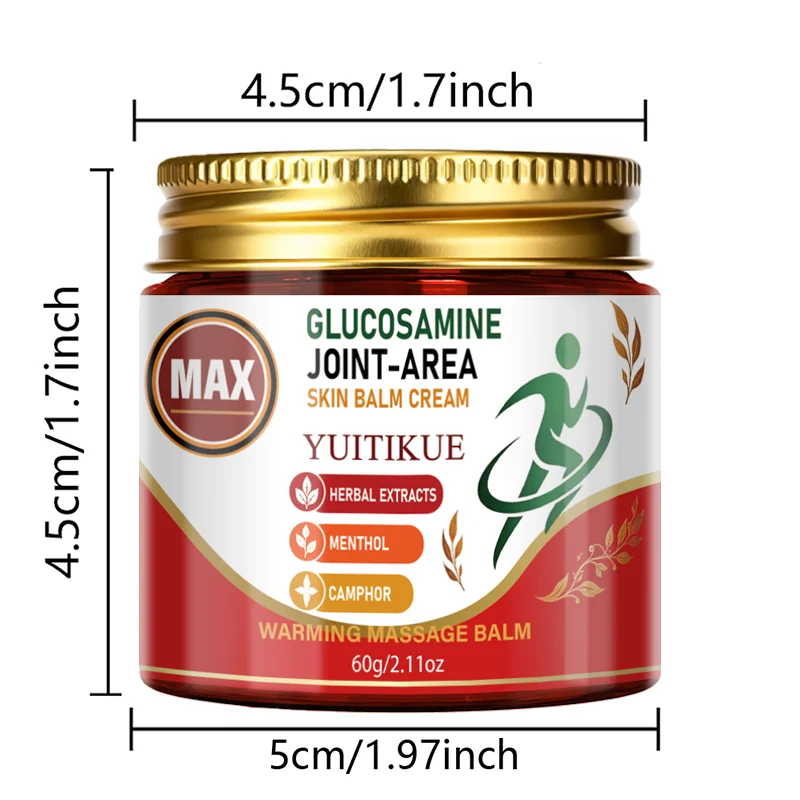 YUITIKUE Max Glucosamin Wärmender Gelenkmassagebalsam Kräuterextrakt Menthol Kampfer Pflege Tägliche Muskel-Gelenk-Hautpflege 60g – Detail 10