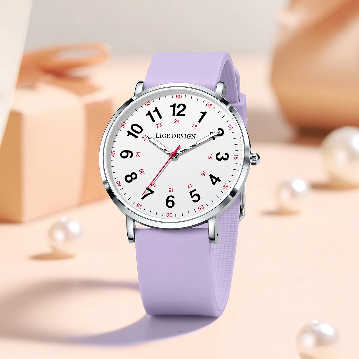 Relojes LIGE para mujer, reloj de pulsera de cuarzo informal a la moda para mujer, relojes de marca de lujo con correa de silicona para mujer, reloj Simple resistente al agua