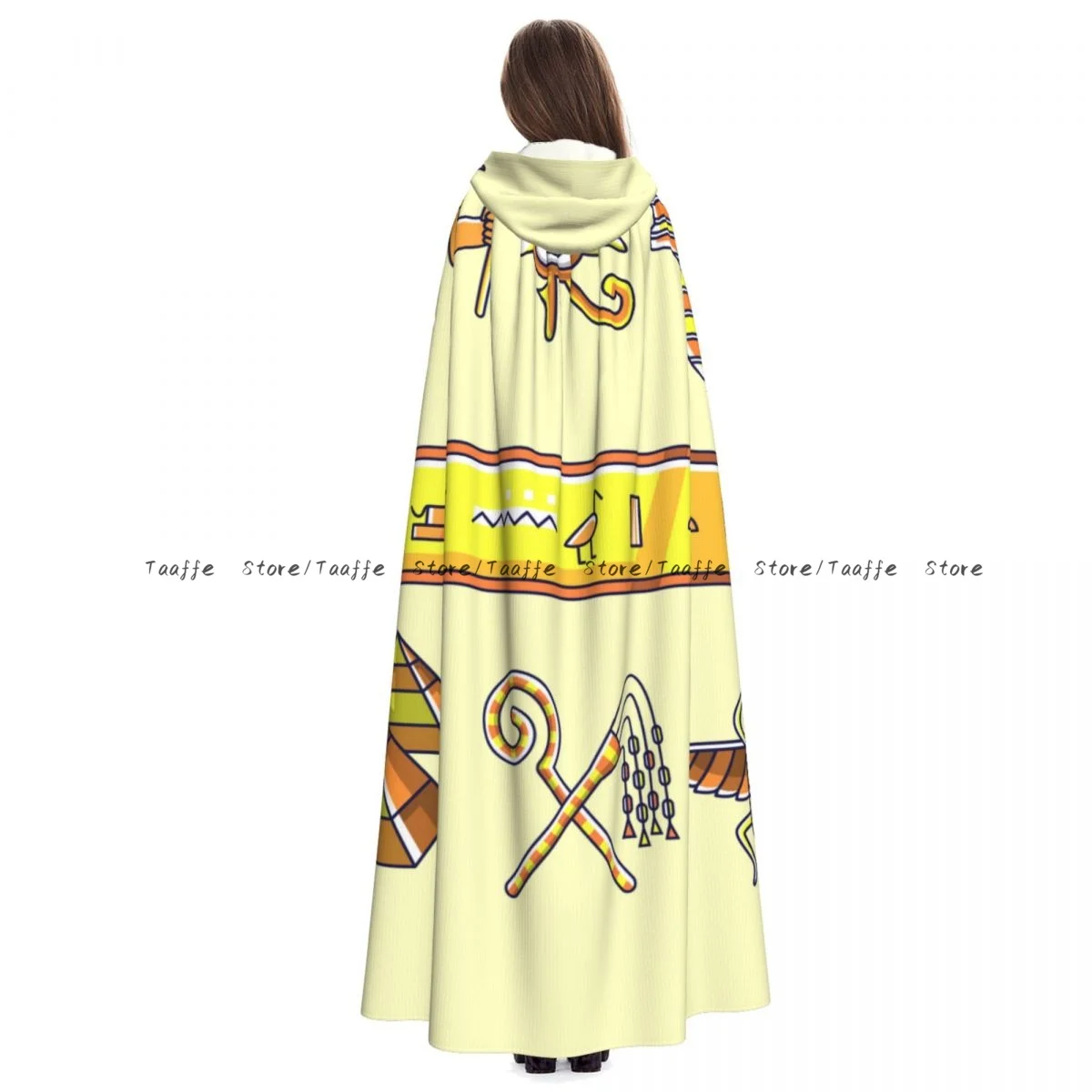 

Unisex Halloween Cloak Egypt Gods Symbols Cape Hooded Medieval Costume Witch Wicca Vampire