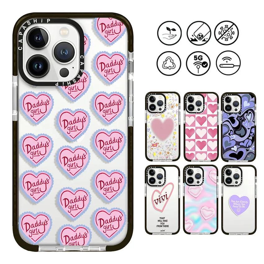 Pembe Aşk İngilizce Mektup Ayı Kılıf iPhone 16 15 14 13 12 11 Pro X XS XR Max 7 8 Artı SE Yumuşak TPU Darbeye Dayanıklı Arka Kapak