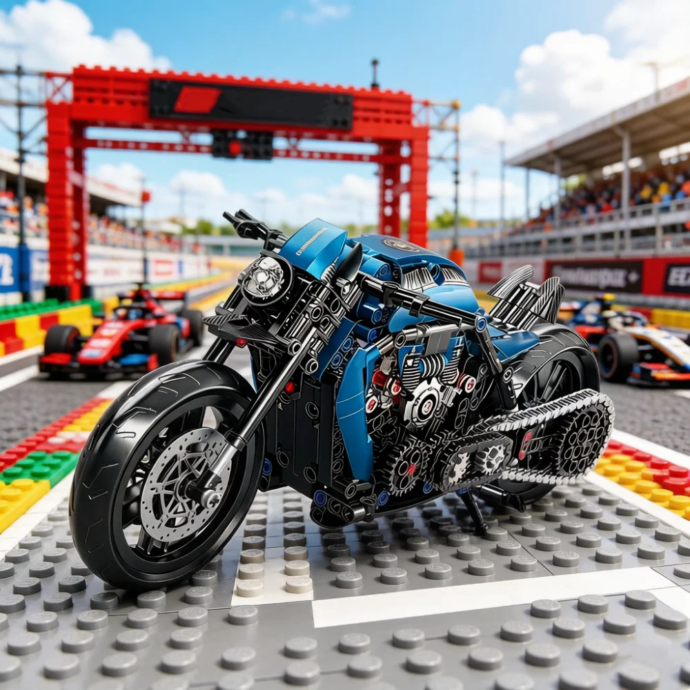 

2026 Classic 1:8 Blue Racer Motorcycle Building Blocks Set DIY Creative Assembly Toy Birthday Gift for Kids Adults 573 pcs
