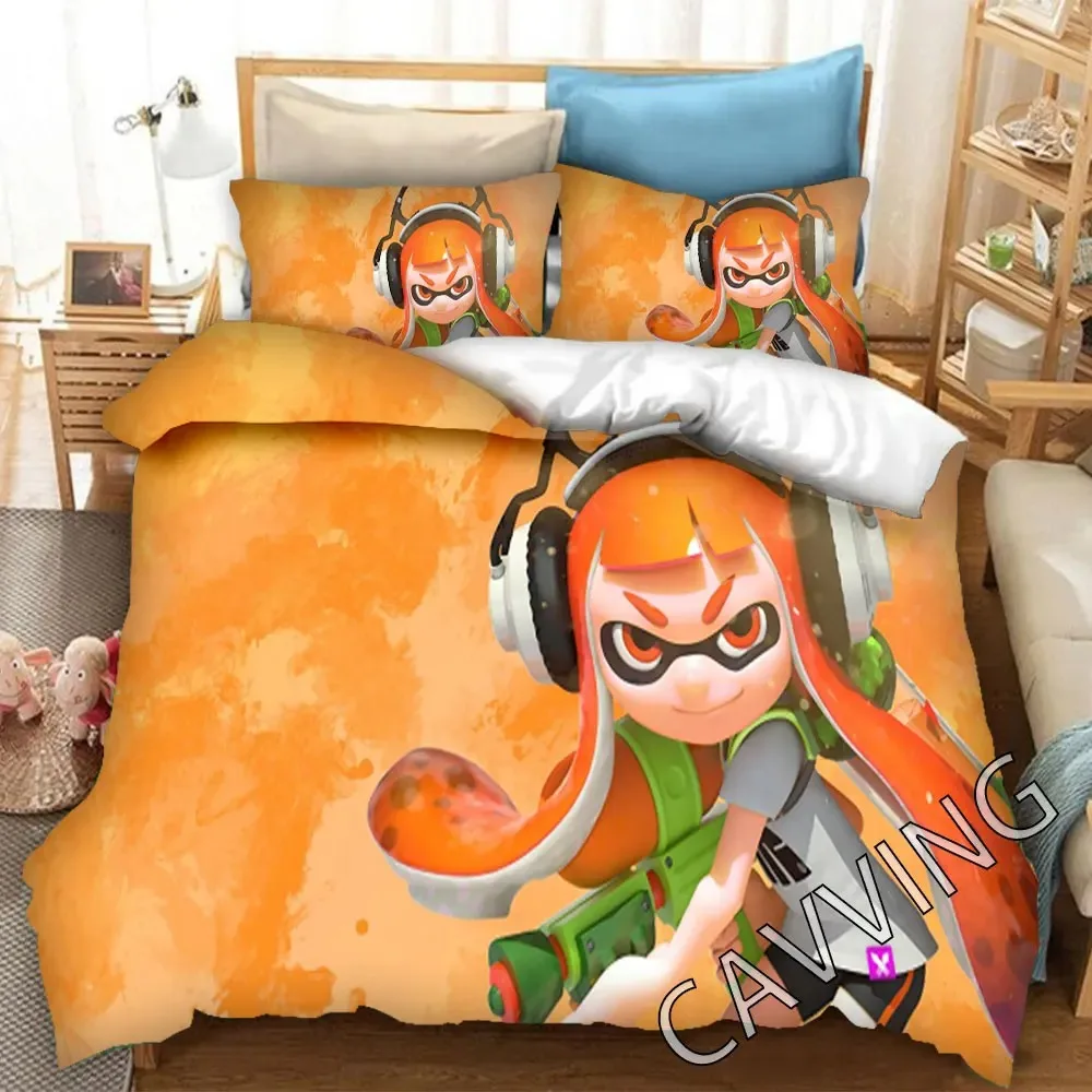 Splatoon 3d Cartoon Printed Bedding Set Duvet Covers & Pillow Cases Comforter Quilt Cover Queen King  Full Sizes gifts for kids