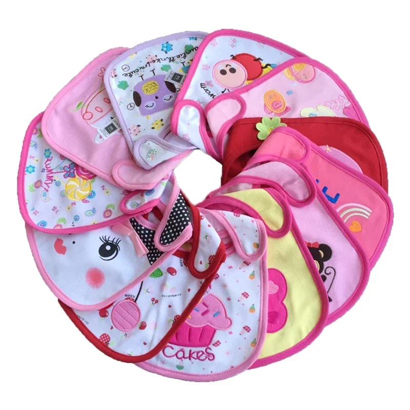 

8pc/Lot Hot Cotton Baby Bibs Infant Embroidered Saliva Towels Burp Cloths Funny Waterproof