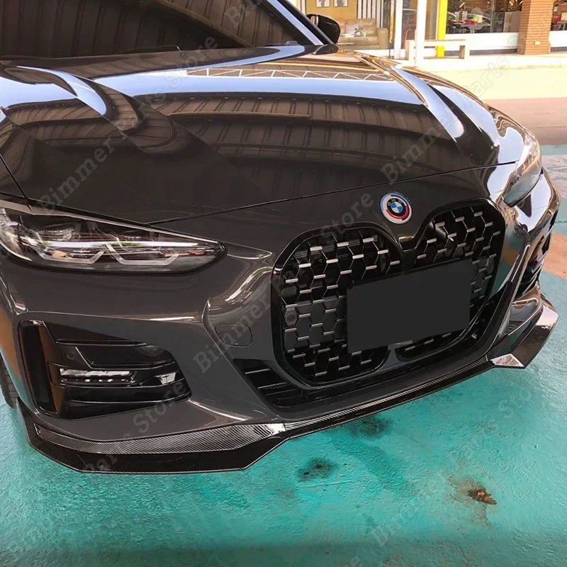 Front Bumper Lip Spoiler Body Kit Tuning Gloss Black/Carbon Look For BMW 4 Series G22 G23 420i 430i 420d 430d M440i 2019-2023