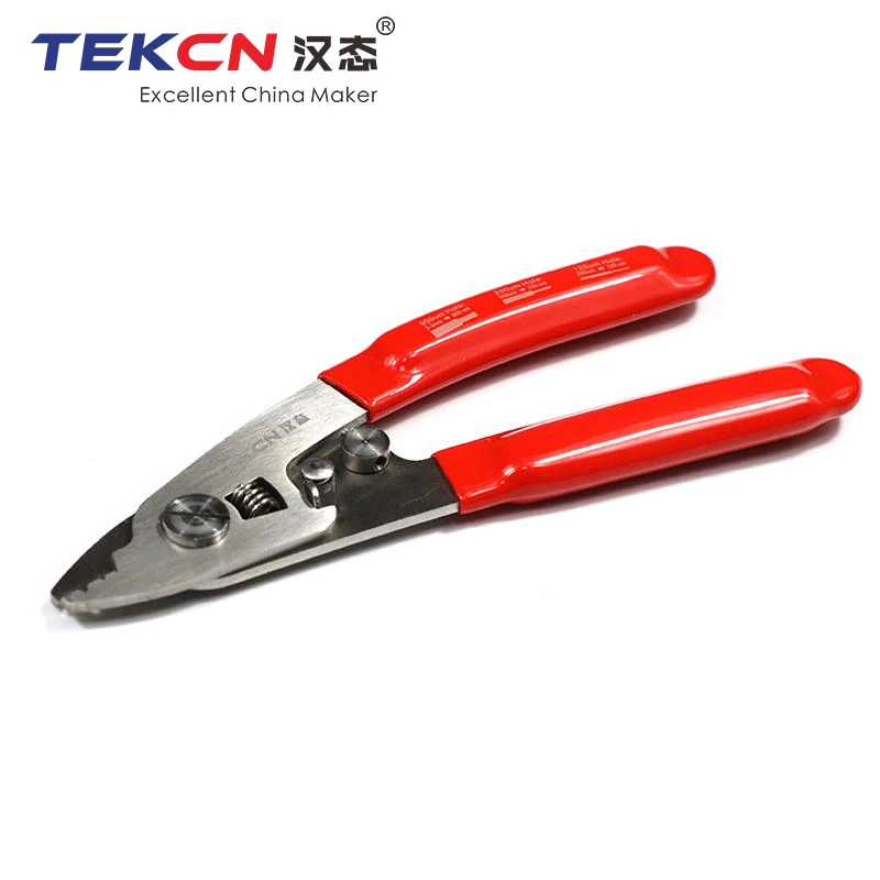 Tekcn TC-01 Optical Pliers Tool Fiber Three Hole Miller Clamp Wire Stripper for 4G Network Drop Fiber Optic Cable Stripper