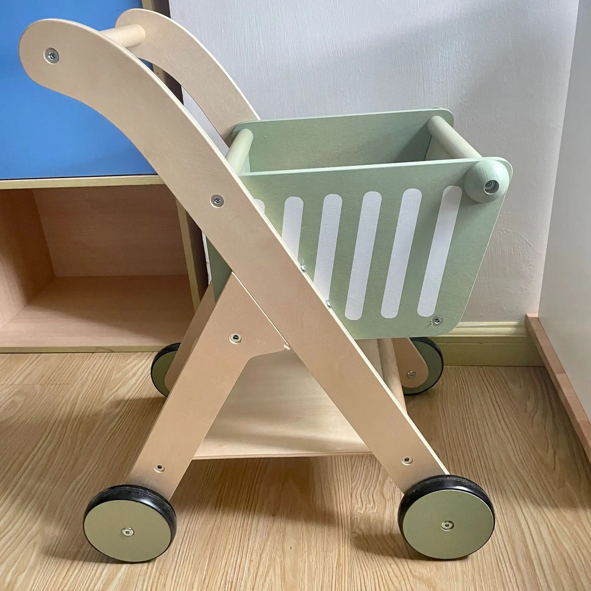 Carrito de compras simulado de madera para niños, juguete para niñas, carrito de supermercado, casa, cocina para bebés, andador de juguete para niños