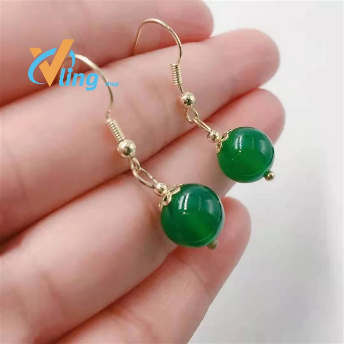 

925 Silver Plated Earrings Green Jade ChalcedonyWomen Temperament Red Agate Jewelry Tiger Eye Stone Gift Simple Versatile