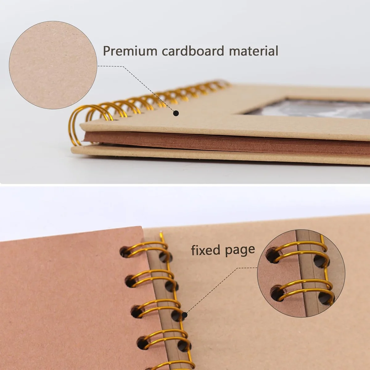Scrapbook Album Linen Cover 8-inch (approximately 20.3 cm) Hardcover Kraft Paper White Page Commemorative Album Suitable for Tra