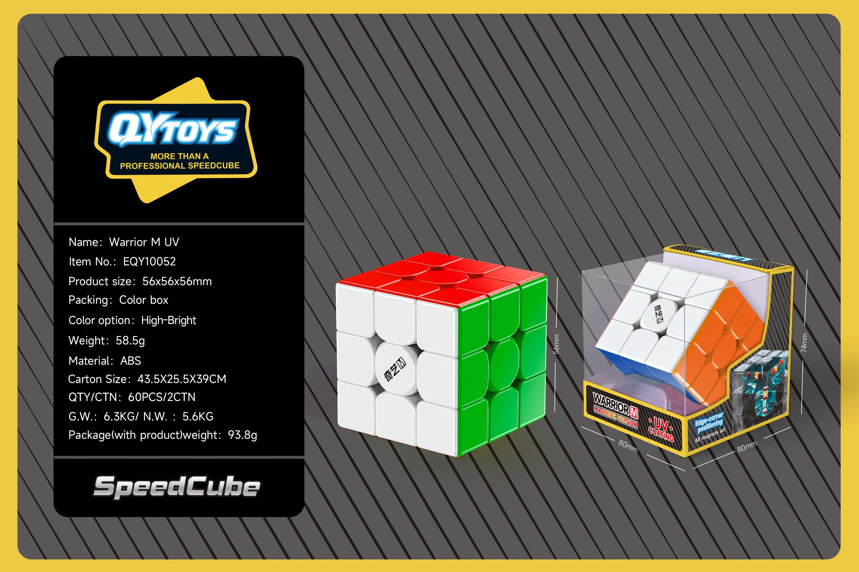 Qiyi Warrior M UV 3X3 Magnetischer Magic Speed Cube Spielzeug Qiyi Warrior UV Puzzle Professionelles Spiel Kinderspielzeug – Detail 10