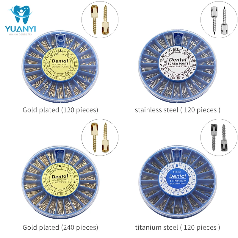 

Dental stainless steel screw post Dental Gold Plated Screw Post Kits dental titanium screw post Dental Material For Dentist Tool