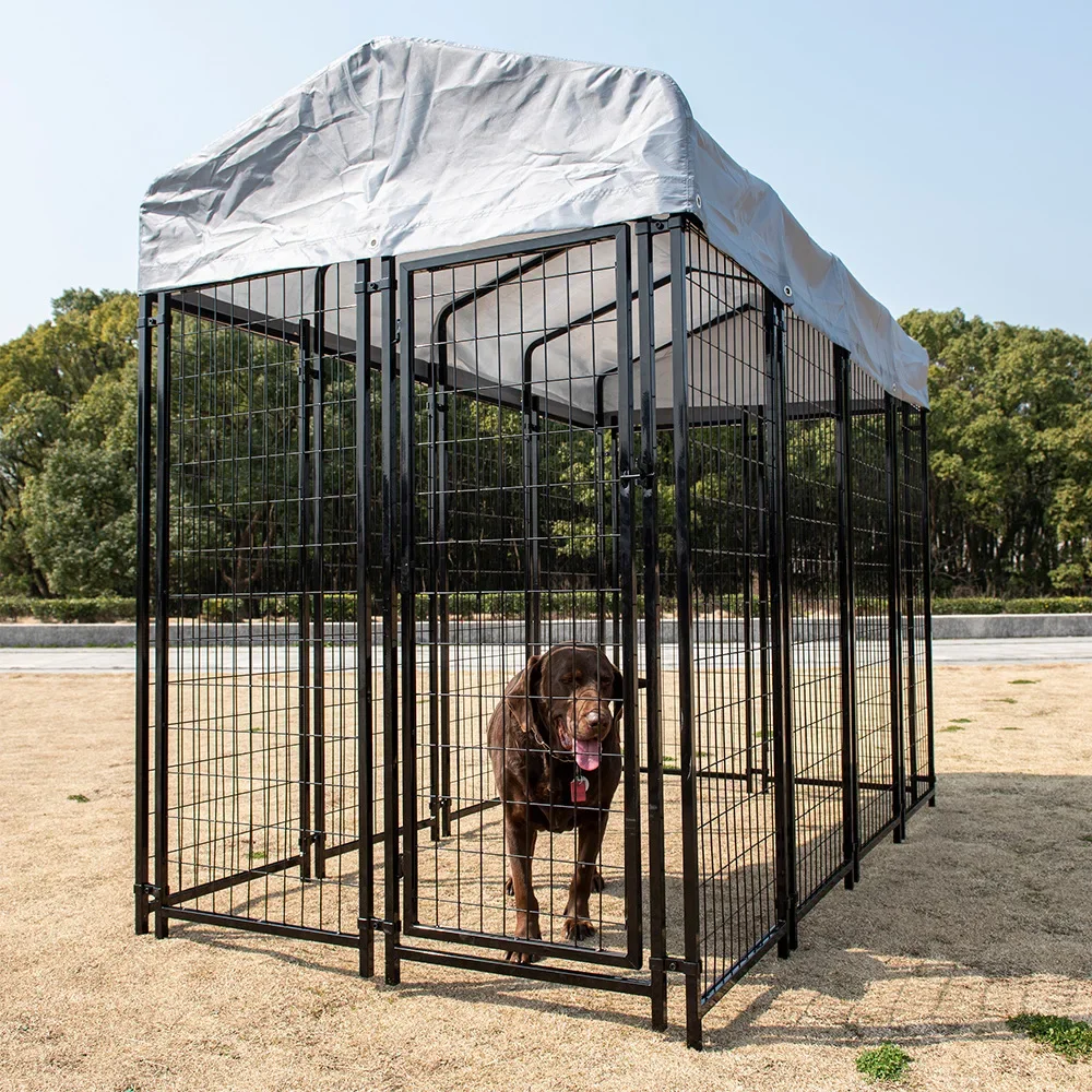 Strong Outdoor Dog Kennel Iron Kennel with Solid Pattern Welded Wire Mesh Door Sustainable Solution for Dog House Pet Furniture