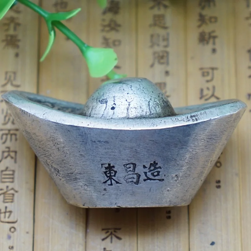 Feng Shui home decoration antique silver ingot boat-shaped 0.1kg Dongchang-made pure silver Qing Dynasty treasury silver ingot o