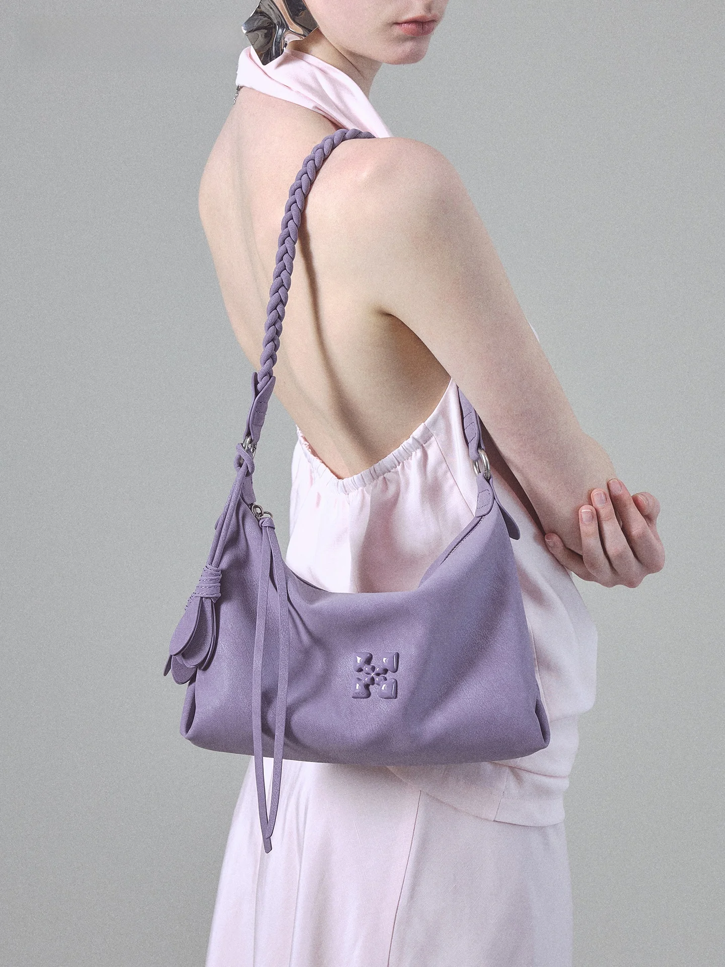 JACD Purple Underarm Crossbody Bag Women's Commuter Shoulder Bag Soft Business Style Zipper Closure Daily Use Handbag