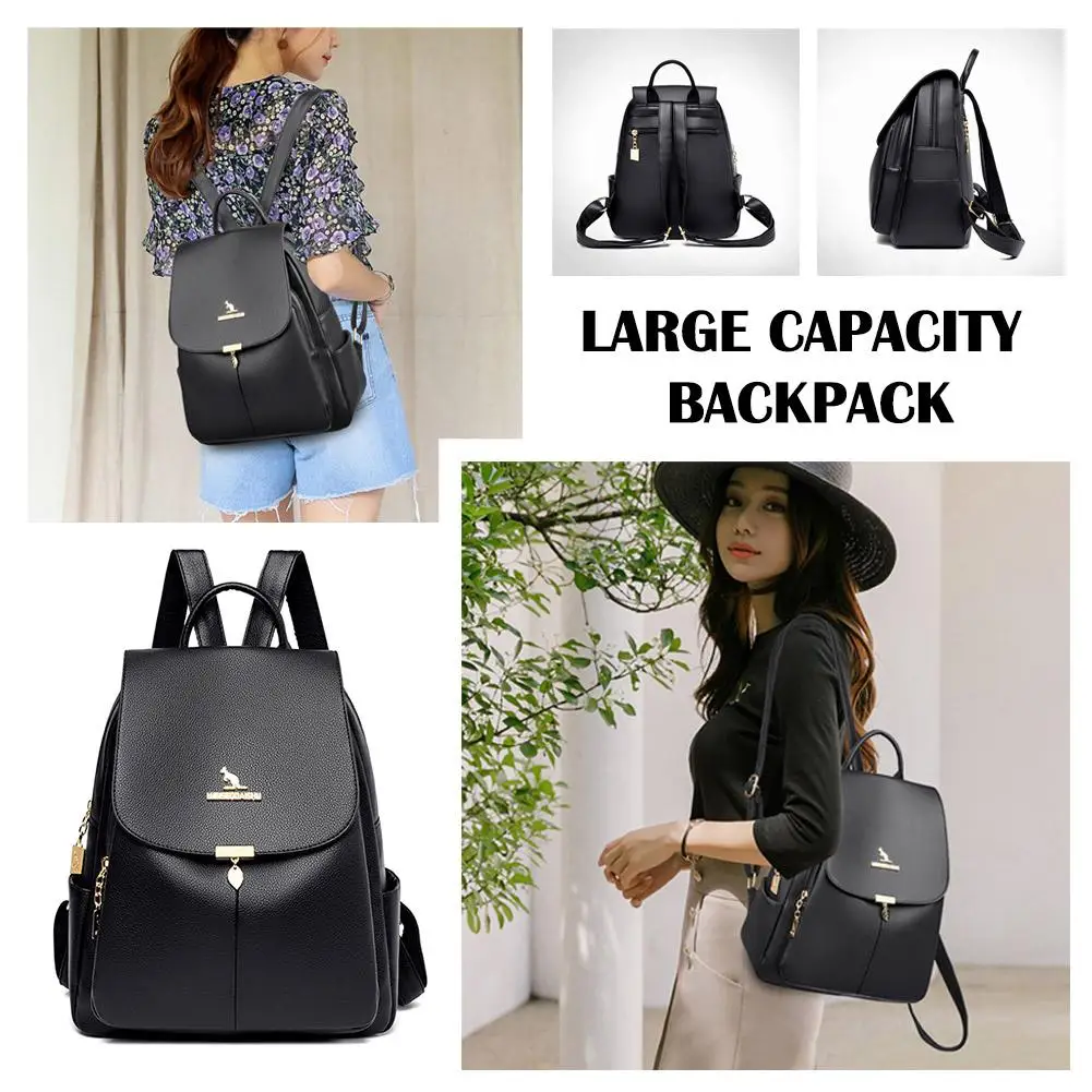 Female Large Capaci Leather Bapa Soft Cowhide Travel Bag Double Oulder Bag Faionable Neutral Daily Use Backpack