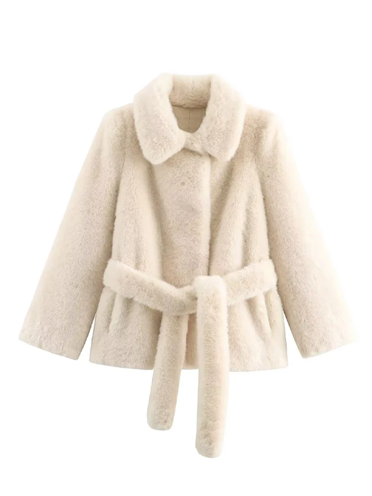 HH Women Winter Fashion Warm Coat Long Sleeves Solid Turn-Down Collar Pockets Lace-Up Decoration Jacket Woman Casual Jackets