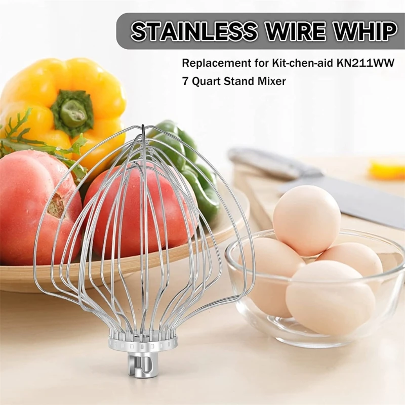 Kitchen Wire Whip Attachment Compatible for 7QT KSM7589PFP KMS7586POB KMS8990NP Tilt-Head Stand Mixer Wire Whisk Dishwasher Safe