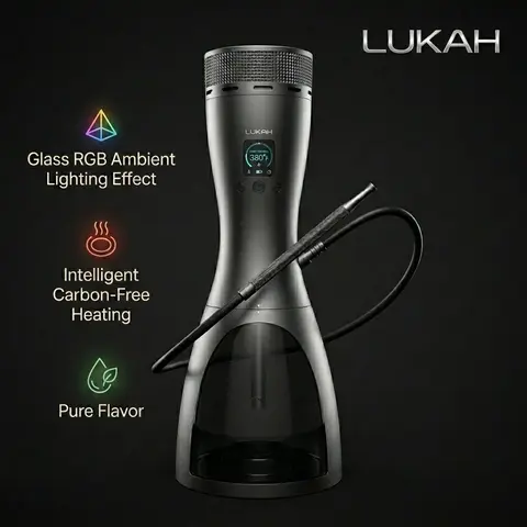 LUKAH Professional Electric Hookah Local Stock Fast Delivery Overseas Warehouse Direct Shipping Rechargeable LED Display Smart Temperature Control 2H Battery Charcoal Free Premium Shisha Device Smart Smoking Experience Personal Party Gathering Luxury Gift