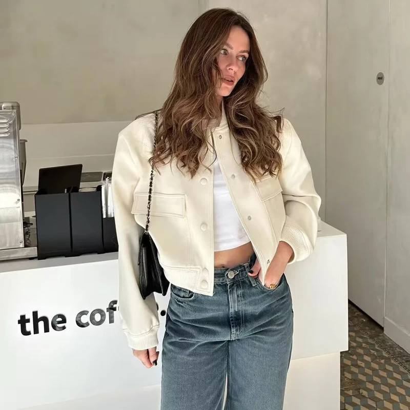 MUJER Cropped Bomber Jacket Women Demi-season Varsity Jackets for Women Fashion Aviator Jacket Woman 2025 Outerwear Women's Coat
