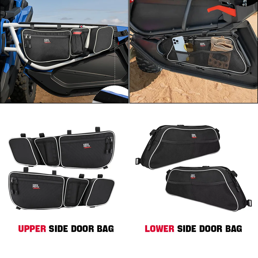 

UTV Upper Lower Front Side Storage Door Bag w Knee Pad for Can-Am Maverick X3, X3 Max 4x4 XMR XDS XRC XRS DS 2/4 Doors 2017-2025