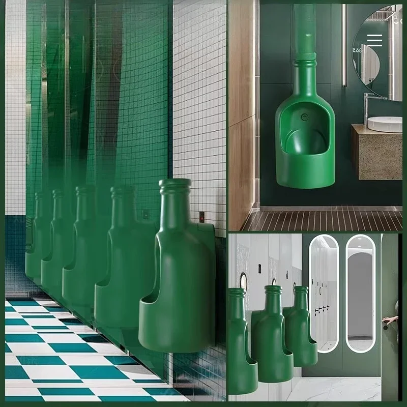 Bar and pub special creative wine bottle wall-mounted urinal ceramic urinal deodorant intelligent sensor urinal