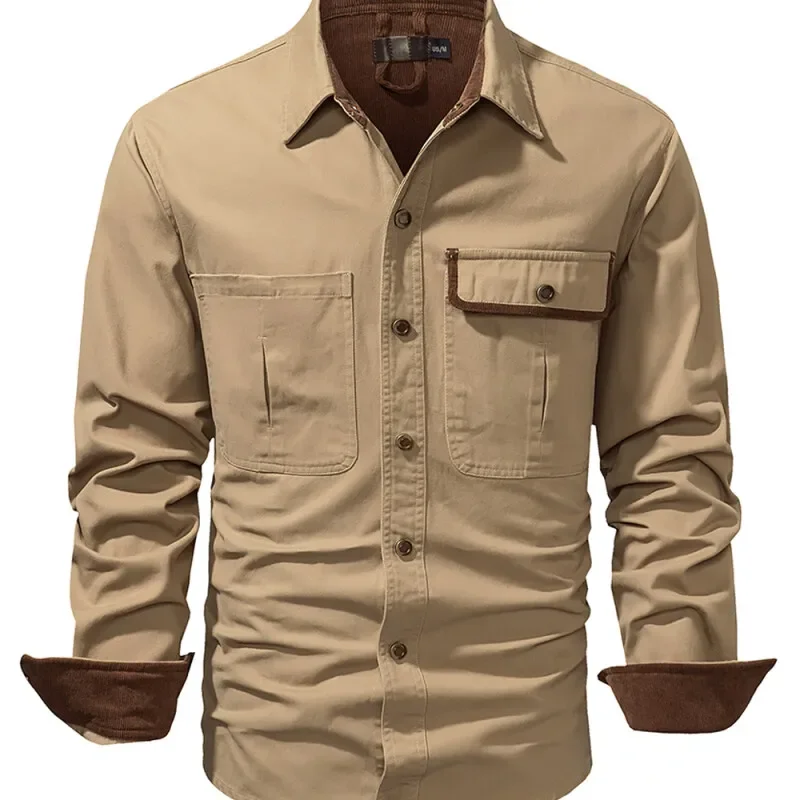 

USA SIZE Men's Classics Long Sleeve Shirt Workwear Oversize Top Cotton Christmas Gift Retro Fashion Outdoor Safari Hiking Shirts