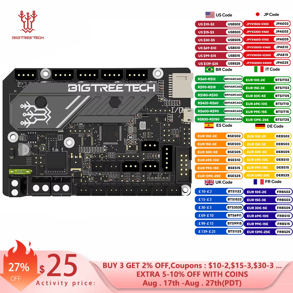 

BIGTREETECH BTT SKR MINI E3 V3.0 Motherboard 32Bit TMC2209 Driver For Ender3/5 Pro CR10 Upgrade SKR V1.4 Turbo 3D Printer Parts