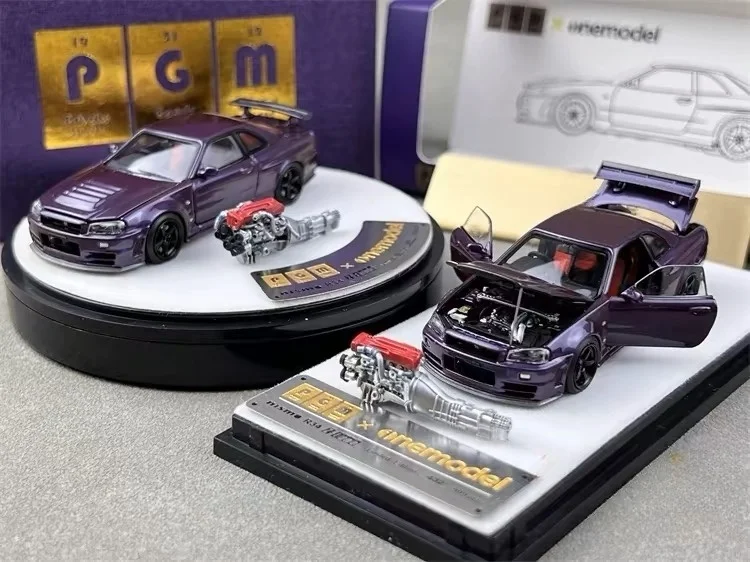 

PGM 1/64 GTR R34 Z-Tune Midnight Purple Limited Edition Alloy Full-Open collectible Car Model