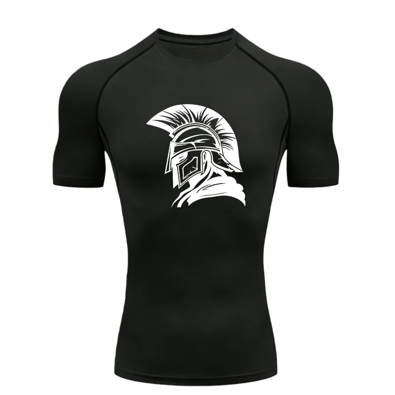 스파르탄 헬멧 2026 남성 스포츠 티셔츠 트레이닝 컴프레션 반팔 래쉬가드 남성용 운동 티셔츠 러닝 운동 티셔츠