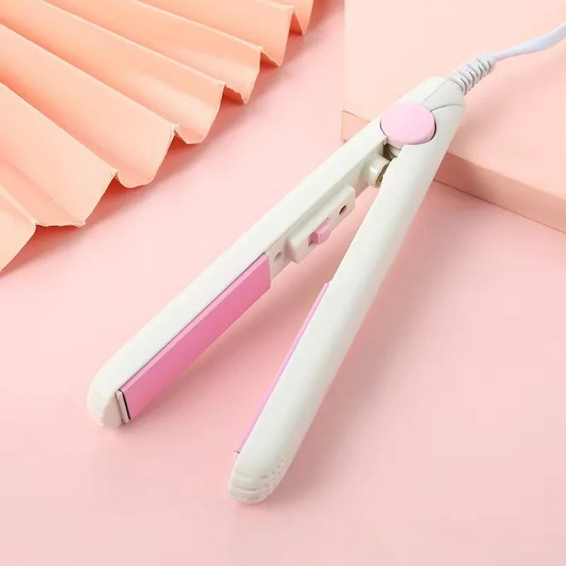 Mini Hair Straightener and Curler 2 in 1 Portable Flat Iron for Bangs Home Dormitory Travel Use Aluminum Plate Fast Heating Styl