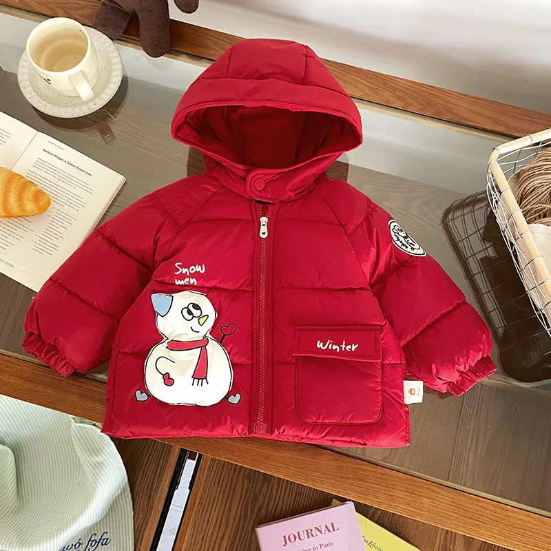 

Kids Baby Girls Down Jacket Snowman Embroidery Toddler Girls Down Coat New Winter Hooded Infant Baby Girls Outerwear Coat