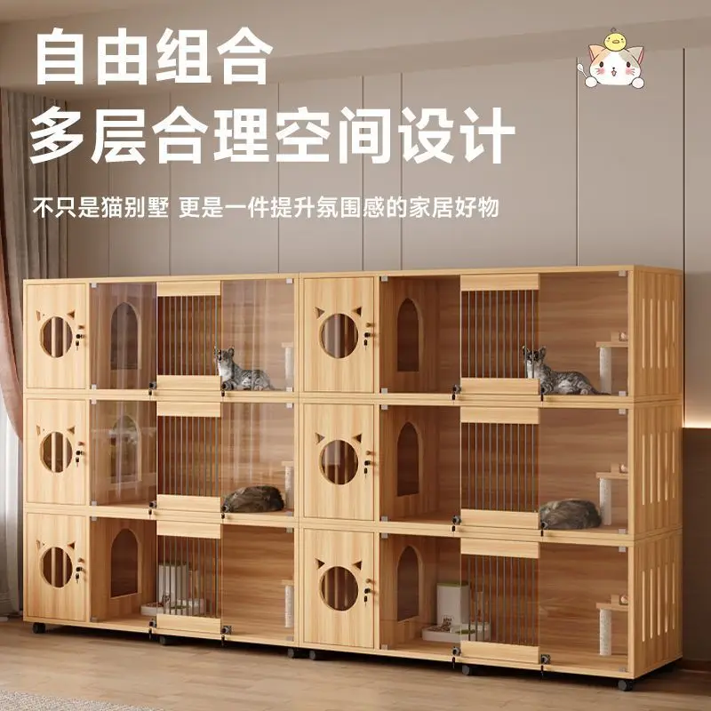 Pet cabinet solid wood cattery cat cage home indoor multi-storey cat cabinet small apartment cat villa oversized other cabinets