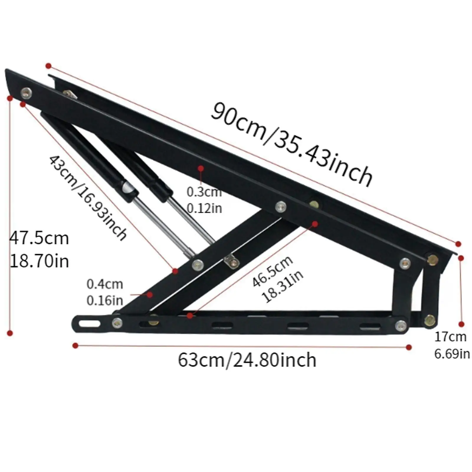 Metal Lift Up Storage Bed Hinge Foldable Gas Strut Sofa Bed Mechanism DIY Furniture for 60kg 1.5x2m