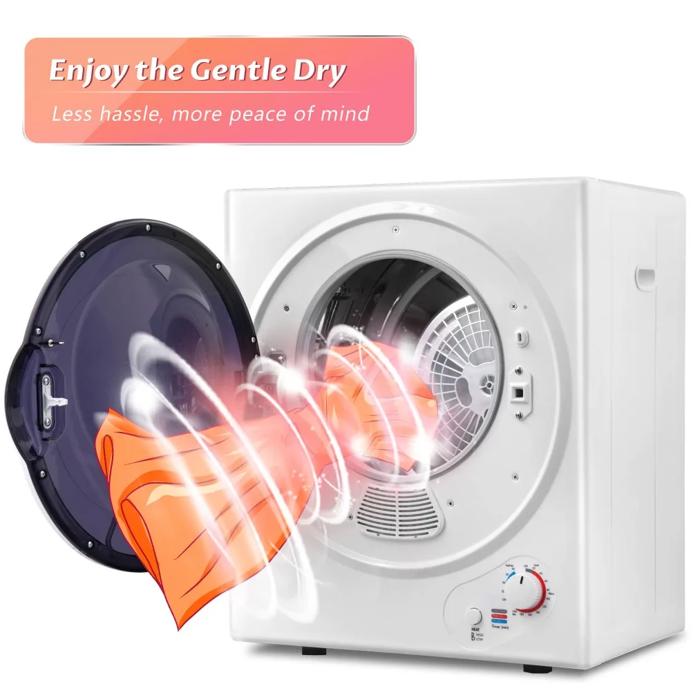 Compact Laundry, Electric Portable Clothes Dryer W/ Stainless Steel Tub, Panel Downside Easy Control W/ 4 Automatic Drying Mode