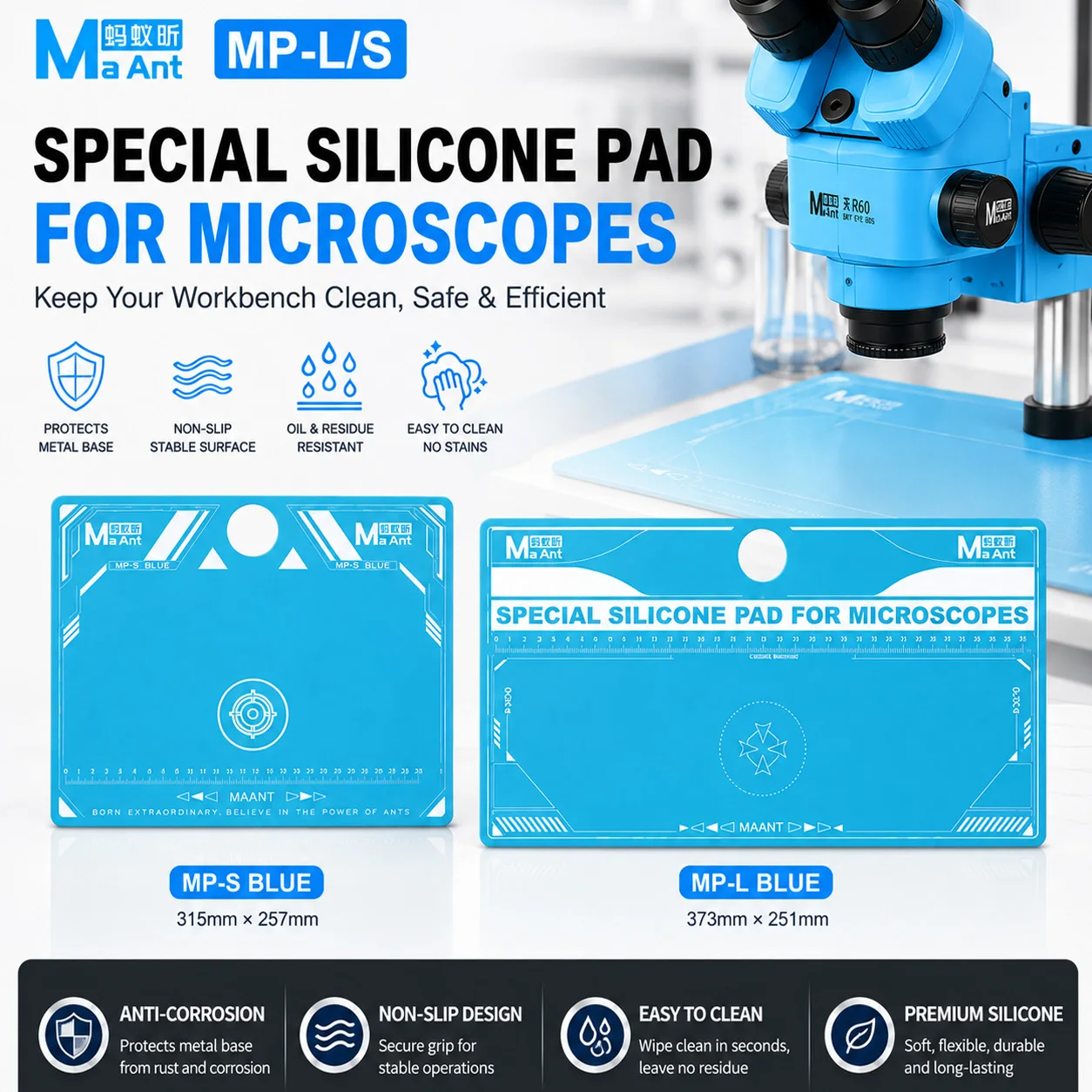 MaAnt Microscope Dedicated Silicone Workbench Pad Shock Absorption Anti Stain High Temp Mat For Phone Mainboard Soldering Tools