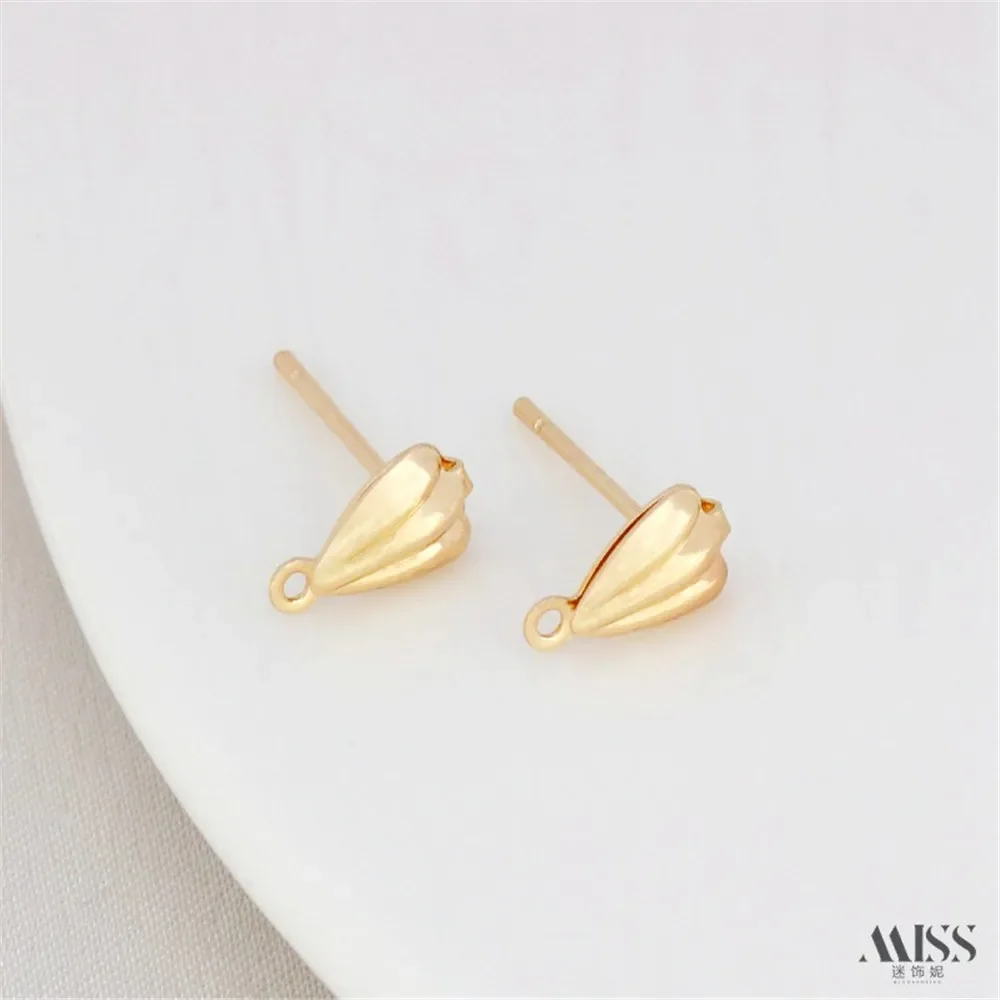 14K vergulde hartvormige waterdruppel schelpvormige oorbellen met hangende oorbellen DIY handgemaakte oornaalden ooraccessoires