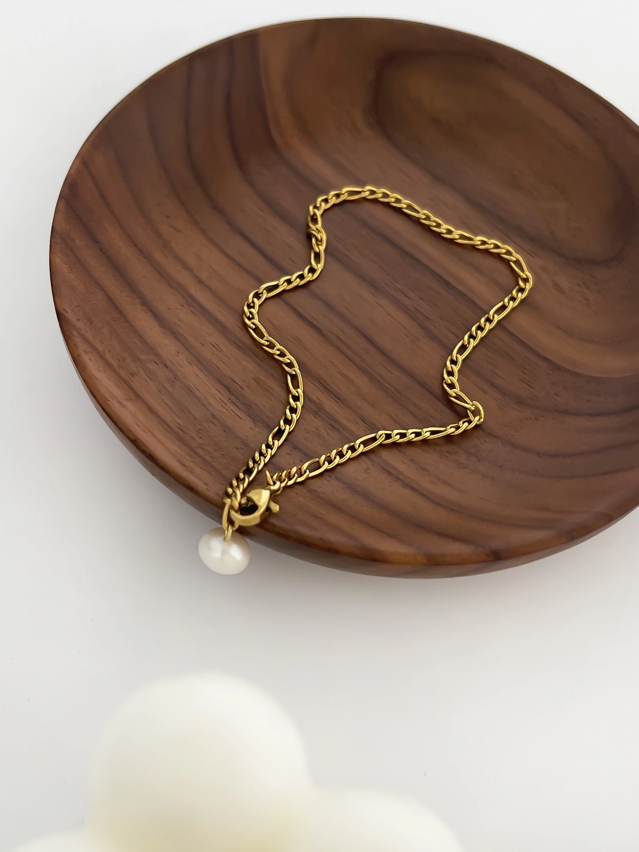 Peri\'sbox Fashion Gold Plated Natural Freshwater Pearl Ankles Chain for Women Stainless Steel Anti-Tarnish Jewelry Beach Summer