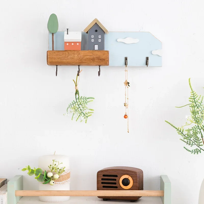 1pcs Cute Key Coat Rack Storage Shelf Kitchen Entrance Wall-Mounted Entryway Wall Decoration Hook Atmosphere Exquisite