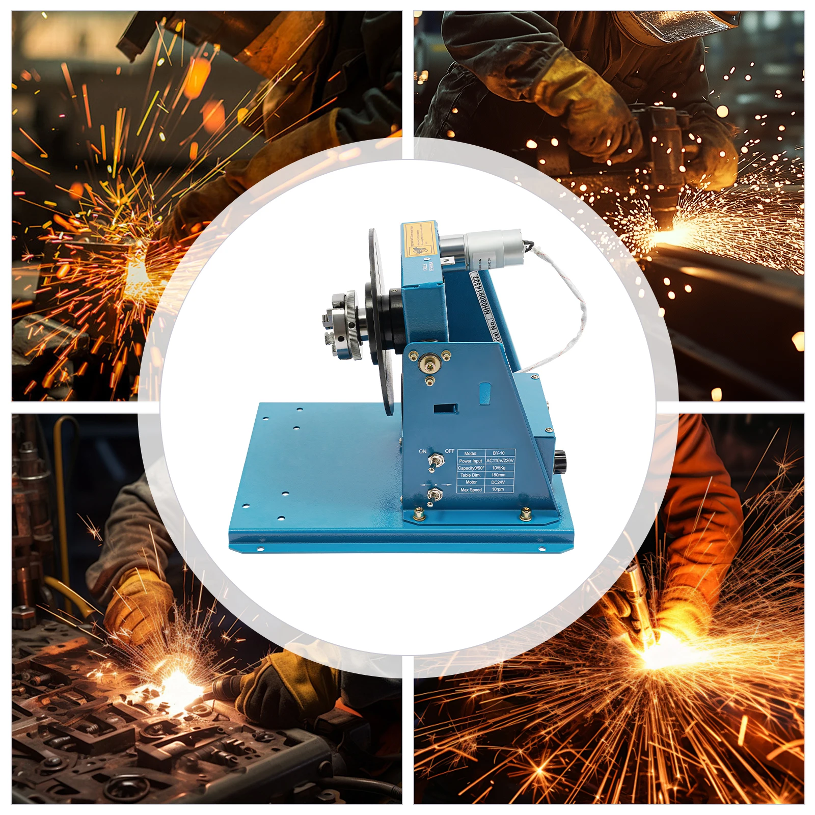 10KG Small Rotary Welding Positioner Turntable Table 0-90° Portable Welder Positioning Machine for Cutting Grinding Assembly