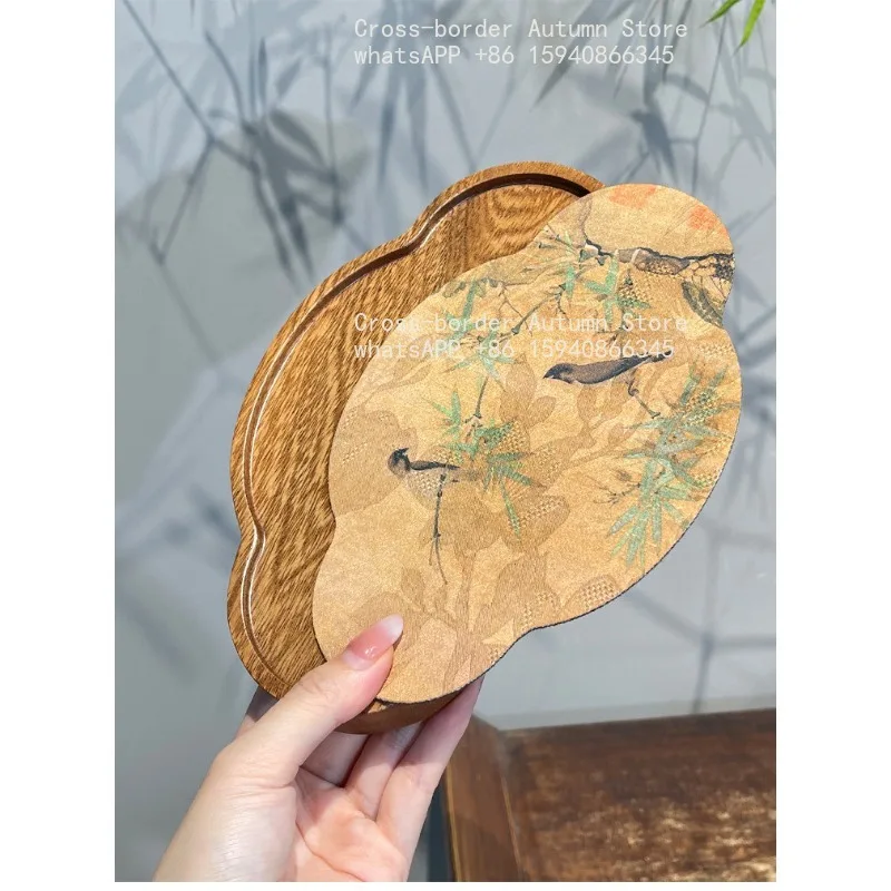 Walnut solid wood begonia pot, cloud yarn pot solid wood tea tray tea bearing retro tea tray