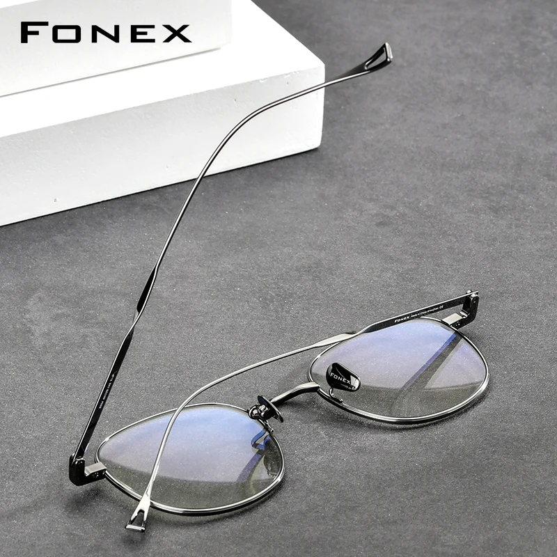 FONEX Titanium Glasses Frame Women Retro Vintage Round Eyewear Optical Korean Eyeglasses Frames Men 8554