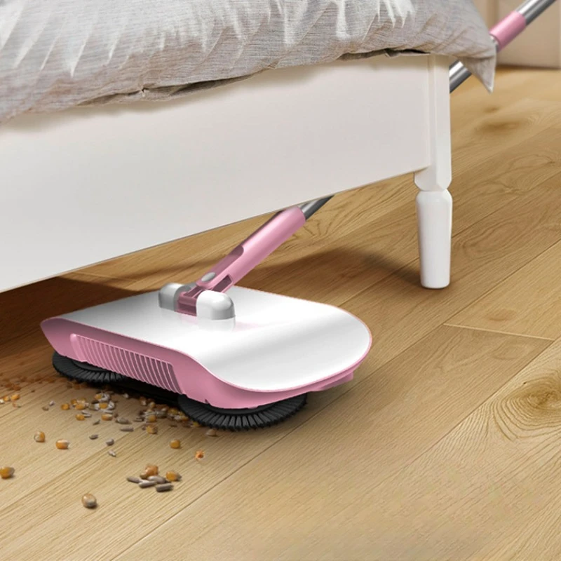 

Hand Push Floor Sweeper 360° Rotating Magic Broom Dustpan Set with Brush and Microfiber Mop Household Lazy Sweeping Tools