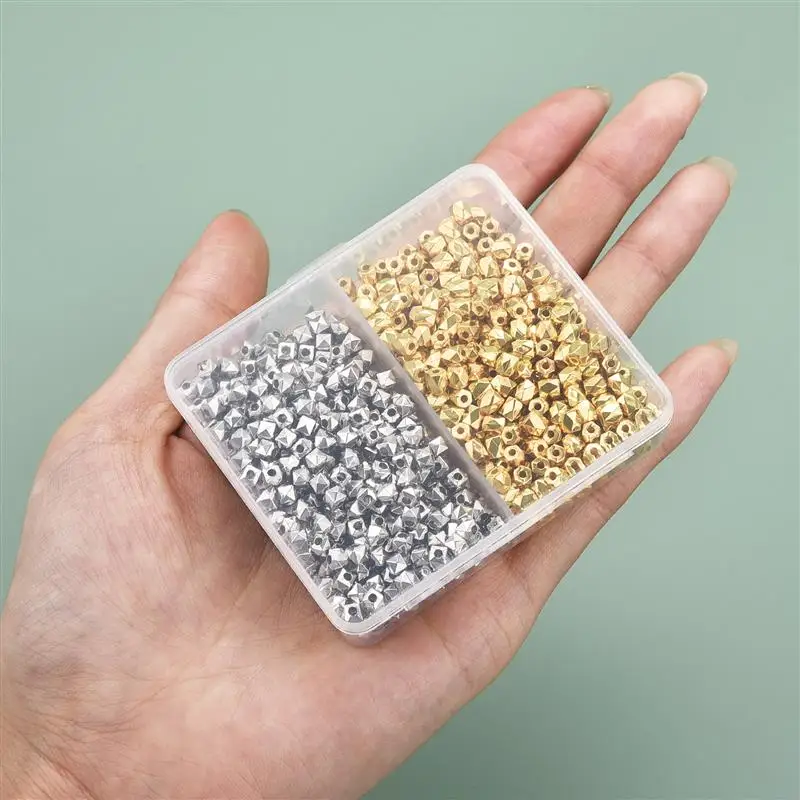 200/400/600pcs Spacer Beads Kits Imitation Gold White K Loose Beads Set For Bracelet Necklace Earring Jewelry Making Accessories