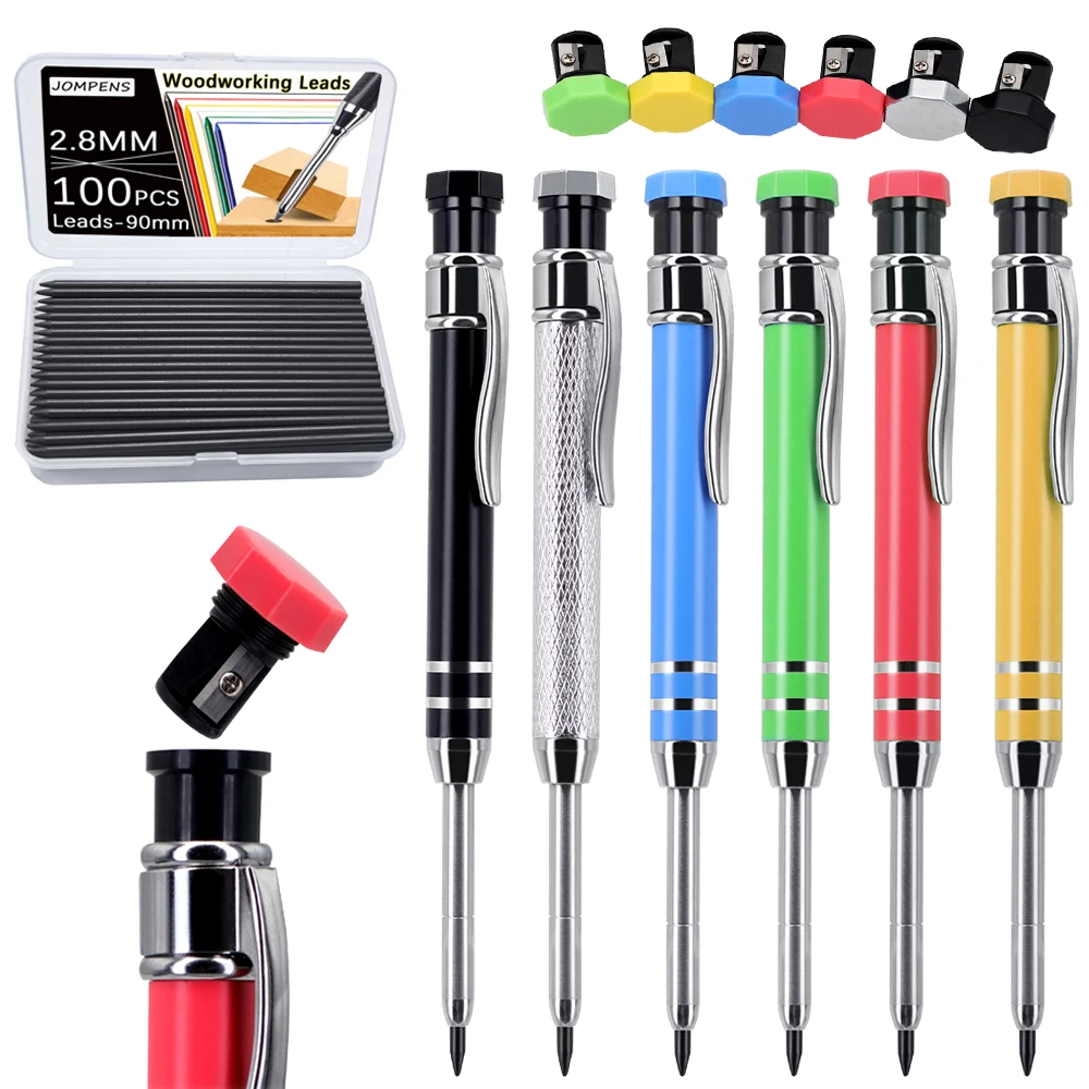 

Профессиональный набор металлических карандашей для плотников с удлиненным носиком 42 мм, 100 грифелей, 2,8 мм, для глубоких отверстий, инструмент для разметки в деревообработке и инженерии