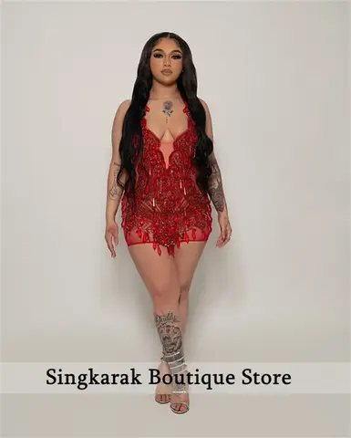 10 best sales röd svart balklänning för flickor - №10