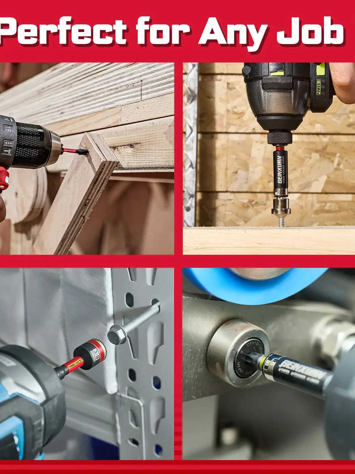 Geinxurn 99-delige impactschroevendraaier bitsset, 1"/2"/2 3/8"/2 9/16" lengte, met adapter & verlengstuk, grijze handgreepkoffer verpakking - afbeelding 2