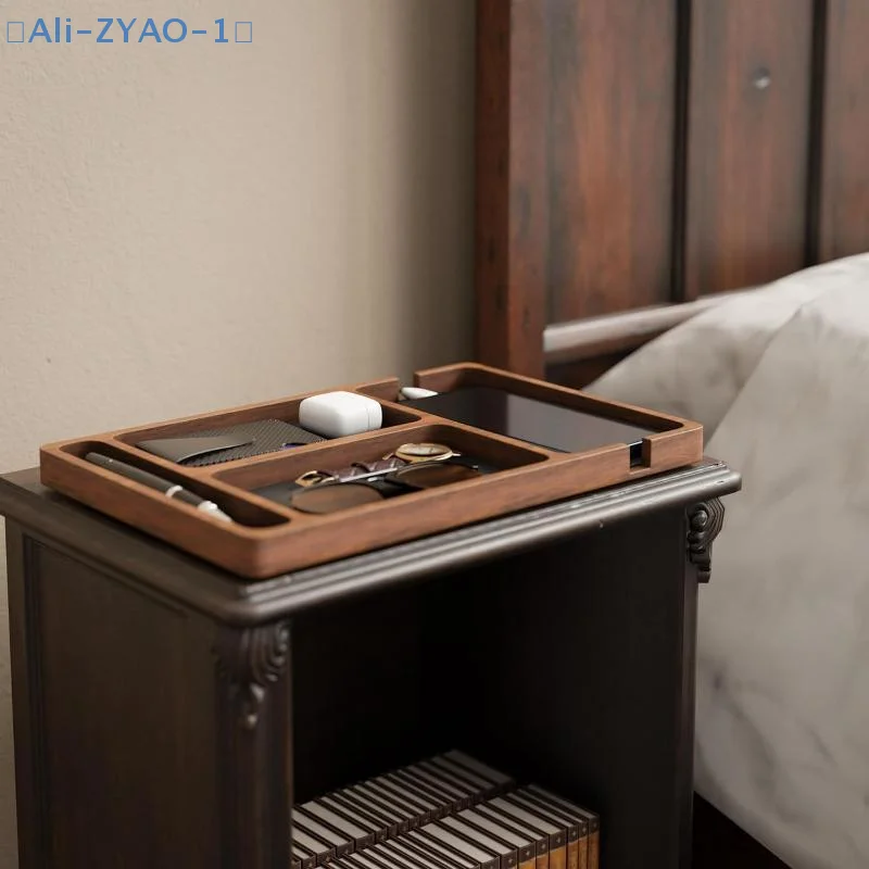 【ZYAO-1】1 Stück Holz-Schreibtisch-Aufbewahrungsbox Massivholz-Trennfach-Aufbewahrungsbox für Mobiltelefon Kopfhörer Kleinteile Holzbox