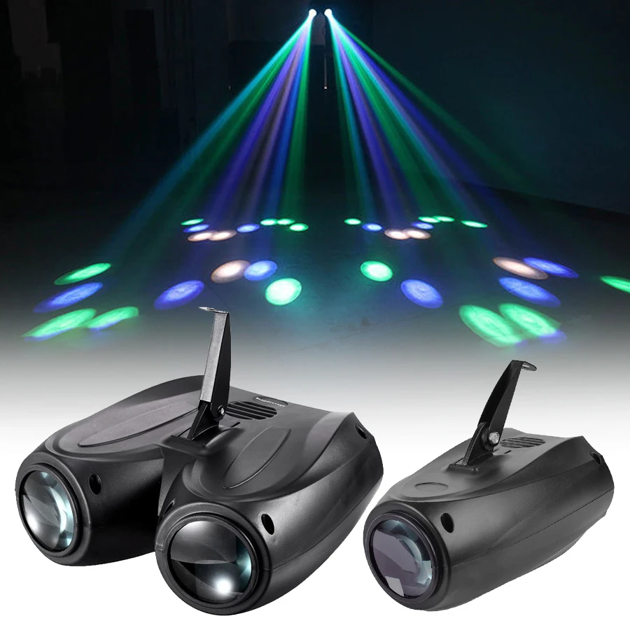 Colorful 20W RGBW Pattern Stage Effect Light Sound Control Self-Propelled LED Double Head Airship Projector Light DJ Disco Party