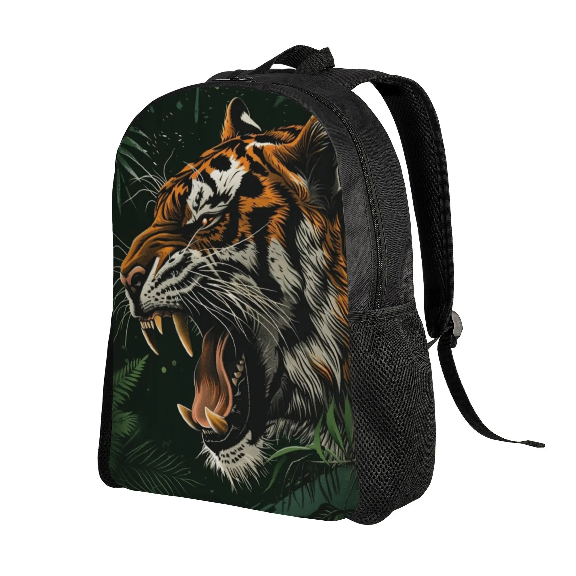 Back to school season Lightweight Jungle Tiger Roaring Wildlife Portrait  Storage Bag  Unisex Backpack