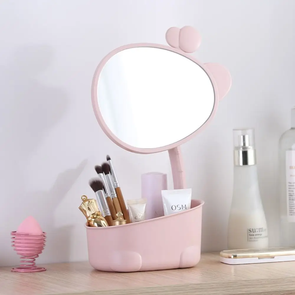 

Light Luxury Desktop Storage Box Makeup Mirror With Folding Stand Single Side Desktop Mirror Dustproof Detachable