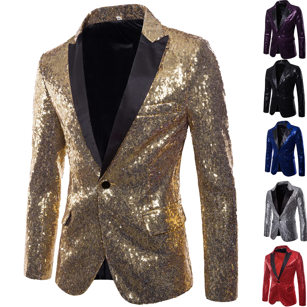 Chaqueta de traje para hombre, Blazer brillante con lentejuelas redondas, banda PARA CENA DE BODA, escenario, actuación callejera, club nocturno